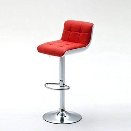 An Image of Bob Red Bar Stool In Faux Leather With Chrome Base