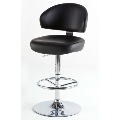 An Image of Bingo Black Bar Stool In Faux Leather With Chrome Base