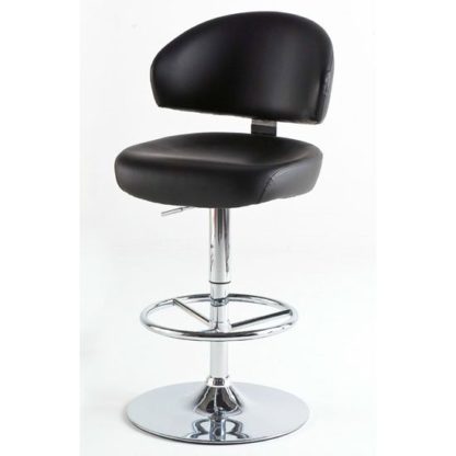 322dcb6b1725302e77b25abb4a199a3ec1e72b2f5cf5ad0a246681203fd9418c.jpg An Image of Bingo Black Bar Stool In Faux Leather With Chrome Base