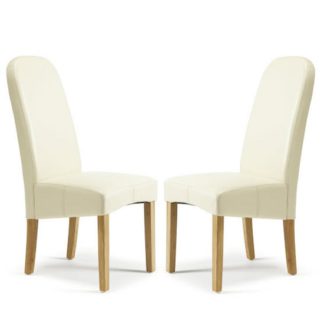 An Image of Jennifer Dining Chair In Cream Faux Leather in A Pair
