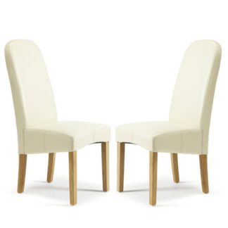 An Image of Jennifer Dining Chair In Cream Faux Leather in A Pair