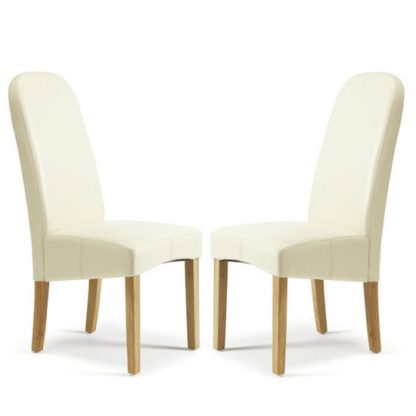 An Image of Jennifer Dining Chair In Cream Faux Leather in A Pair