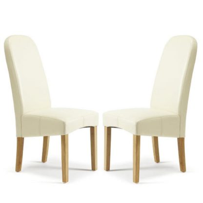 3241e55b7dcc060747205333c24547df6d95fe93f155fb30e3a2f592b3e4dc28.jpg An Image of Jennifer Dining Chair In Cream Faux Leather in A Pair