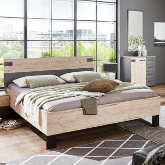 An Image of Malmo Wooden Small Double Bed In Silver Fir And Graphite