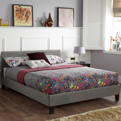 An Image of Evelyn Steel Fabric Upholstered Super King Size Bed