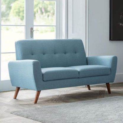 327daa52bacd282a3ef664d979fd340b1a8d60b2527b65aaa38ba61eefcf4648.jpg An Image of Monza Linen Compact Retro 2 Seater Sofa In Blue
