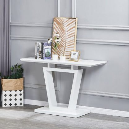 An Image of Nicolo Rectangular Console Table In White High Gloss