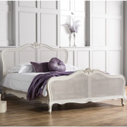 An Image of Chic Mahogany Wooden Super King Size Bed In Vanilla White