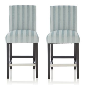 An Image of Alden Bar Stools In Duck Egg Fabric And Black Legs In A Pair
