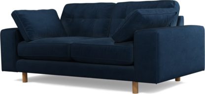 An Image of Content by Terence Conran Tobias, 2 Seater Sofa, Plush Indigo Velvet, Light Wood Leg