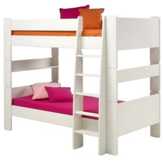 An Image of Pathos Wooden Bunk Bed In White With Ladder