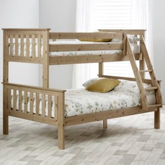 An Image of Katie Wooden Triple Sleeper Bunk Bed In Lacquered Pine