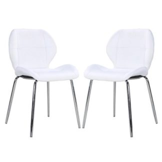 An Image of Darcy Dining Chair In White Faux Leather in A Pair