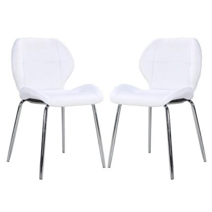 An Image of Darcy Dining Chair In White Faux Leather in A Pair