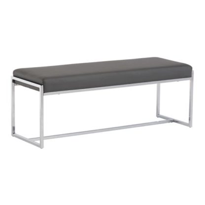 An Image of Soho Faux Leather Dining Bench In Grey