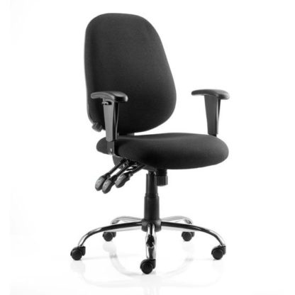 33deadf3b75de6bfdc9bd3c5ce30808aaae0106d76d14b497f4df934834550b2.jpg An Image of Lisbon Task Fabric Office Chair In Black With Arms