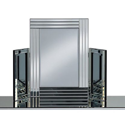An Image of Elena Dressing Table Mirror In Silver With Triple Bar