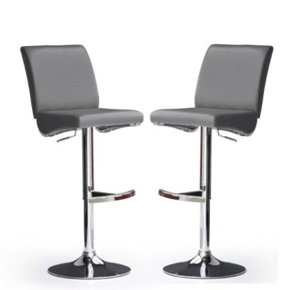 An Image of Diaz Bar Stools In Grey Faux Leather in A Pair