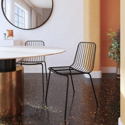343680c5268573c04f6d320ab4597300ff50574b29747536c093b547af465824.jpg An Image of Caden Black Wired Design Dining Chairs In Pair