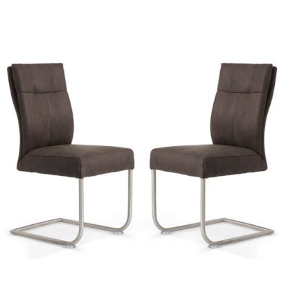 An Image of Farren Cantilever Dining Chair In Anthracite PU In A Pair