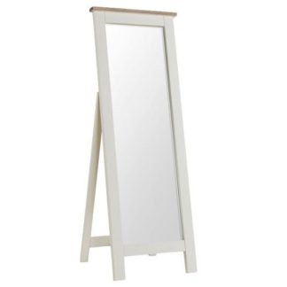 An Image of Alaya Cheval Mirror In Stone White Finish