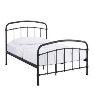 An Image of Halston Metal Single Bed In Black