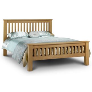 An Image of Amsterdam Wooden High Foot End King Size Bed In Oak