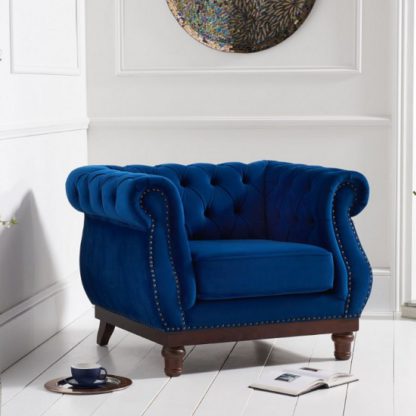 35180f991e497f56df5827e769c0d80c0ce1607c925f430657eb4ee4d5dcafc4.jpg An Image of Ruskin Sofa Chair In Blue Plush With Dark Ash Legs