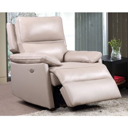An Image of Bailey Faux Leather Electric Recliner Armchair In Taupe