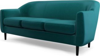 An Image of Custom MADE Tubby 3 Seater Sofa, Tuscan Teal Velvet with Black Wood Leg