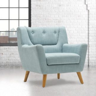 An Image of Stanwell Sofa Chair In Duck Egg Blue Fabric With Wooden Legs