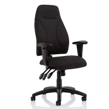 357a054089bd3626577ab92963d36adb6a9167ec438fa65a94ae5851fe9c38d4.jpg An Image of Esme Fabric Posture Office Chair In Black With Arms