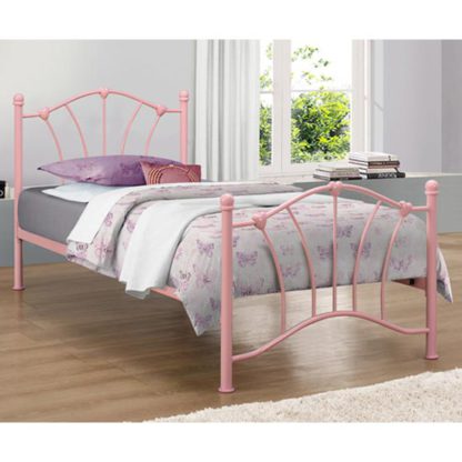 An Image of Sophia Steel Single Bed In Pink