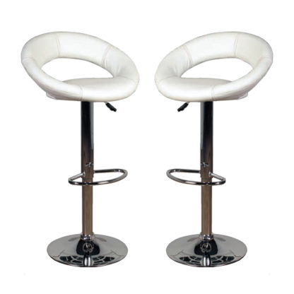 An Image of Eclipse Milk Leather Bar Stools In Pair