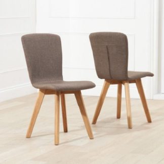 An Image of Javelin Dining Chairs In Brown Fabric In A Pair