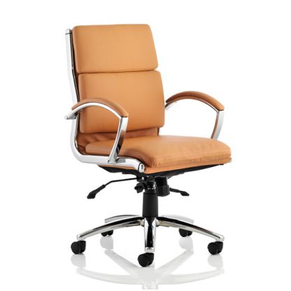 An Image of Olney Bonded Leather Office Chair In Tan With Medium Back