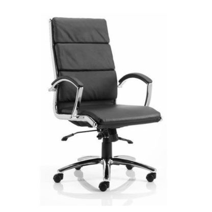 An Image of Olney Bonded Leather Office Chair In Black With Arms High Back