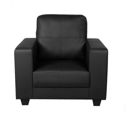 36f6439f9e14ab69cdd553506c4ed87648b739ab120bb93859ac1e67eaaa9e4a.jpg An Image of Queensland Sofa Chair In Black PU Leather