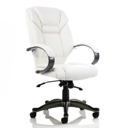 3733018a4aba7ceda3c28637b0bb5c8cfebff793cbbb358ba3011b27c675053b.jpg An Image of Galloway Leather Executive Office Chair In White With Arms