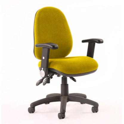 37470a26706bc9bce6a51104b1373e235557d754081ad1661b15acc463f4582a.jpg An Image of Luna II Office Chair In Senna Yellow With Folding Arms
