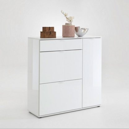 An Image of Portino Shoe Cabinet In White Gloss With 3 Doors