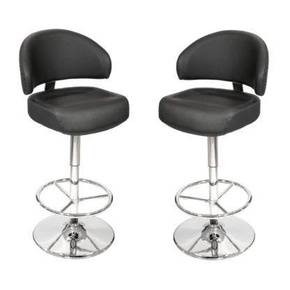 An Image of Casino Black Leather Bar Stool In Pair
