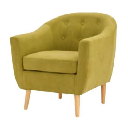 An Image of Morrill Woven Fabric Accent Chair In Olive With Oak Legs