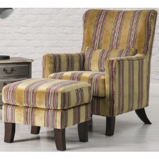An Image of Humphrey Fabric Accent Chair And Footstool In Gold