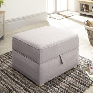 An Image of Orbis Fabric Storage Foot Stool Square In Light Grey Hopsack