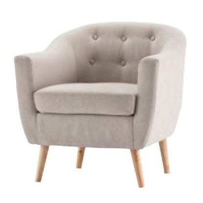 An Image of Morrill Woven Fabric Accent Chair In Natural With Oak Legs