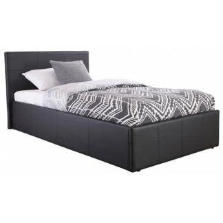 An Image of End Lift Ottoman Faux Leather Small Double Bed In Black