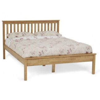 An Image of Heather Hevea Wooden Small Double Bed In Honey Oak