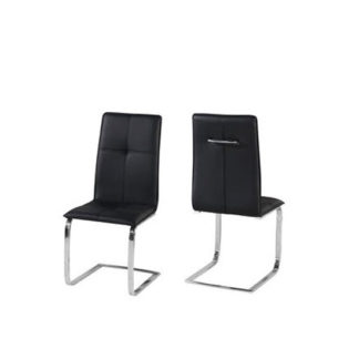 An Image of Foster Dining Chair In Black Faux Leather In A Pair