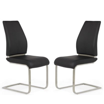 An Image of Dawlish Dining Chair In Black Faux Leather In A Pair